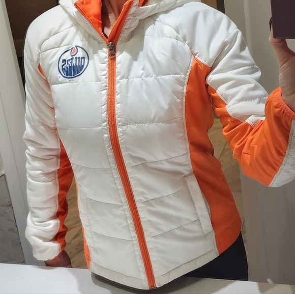 Oilers Puffer Vest Jacket - Sz Small - Picture 3 of 9